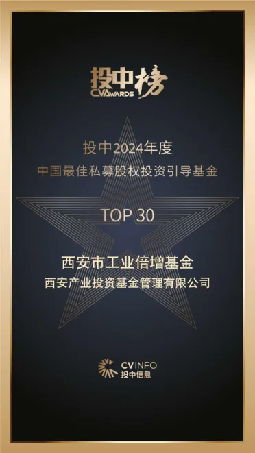 奮楫爭先，載譽前行⑤ || 西安市工業(yè)倍增引導基金榮登投中2024年度中國最佳私募股權投資引導基金TOP30榜單