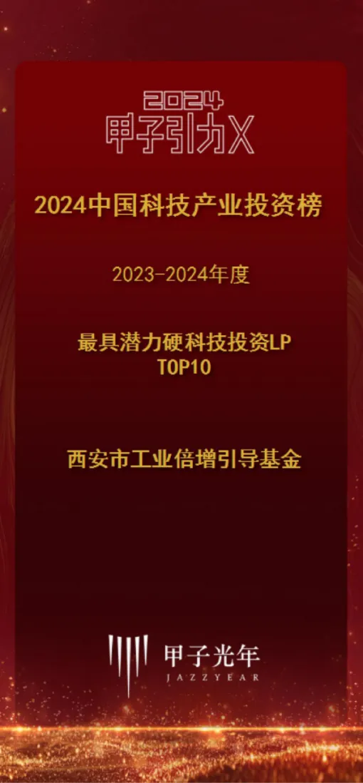 奮楫爭先，載譽前行④ || 西安市工業(yè)倍增引導基金榮獲2023-2024年度最具潛力硬科技投資LP TOP10